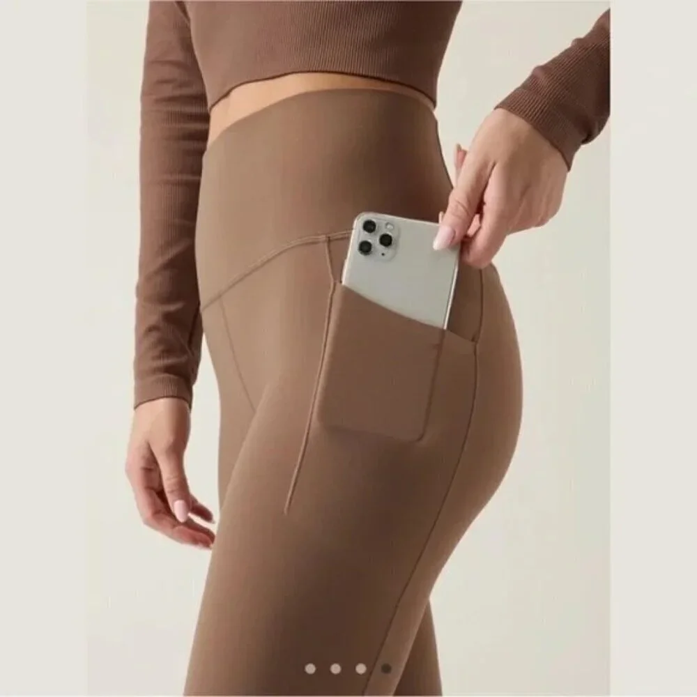 Athleta Salutation Stash Tight Light Brown XL Leggings